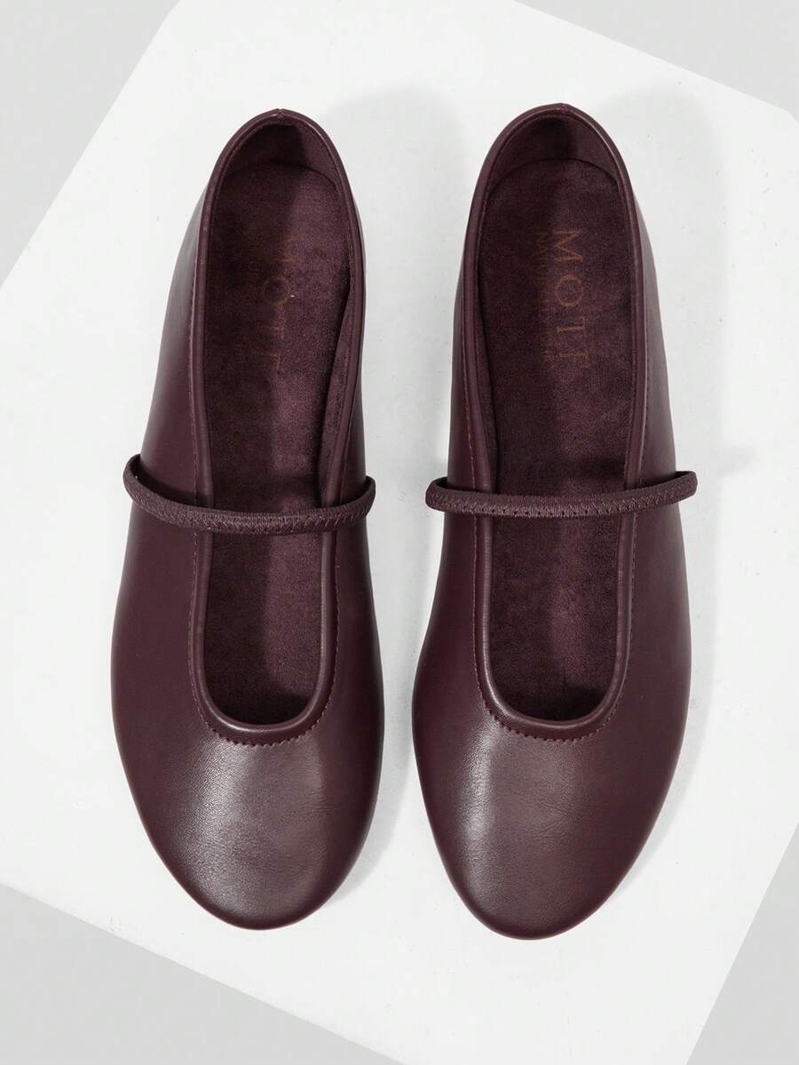 MOTF PREMIUM LADIES MARY JANE BALLET FLATS, SIMPLE, LIGHT, COMFORTABLE AND CASUAL, SUITABLE FOR DAILY/OFFICE WEAR - Coffee Brown - View 1