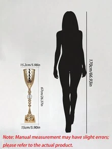 1件金色錘紋金屬花瓶，高杯形花架附水晶裝飾，婚禮桌面中心裝飾，3種尺寸可選：小號、中號、大號 - I - 查看 4