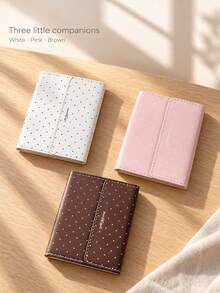 Haus Hana Polka‑Dot Faux‑Leather M5 Tri‑Fold Notebook, Stylish Magnetic Portable Pocket Journal For Student Note‑Taking - multicolor - View 5
