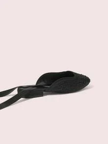 CUCCOO DOLLMOD Women's Rhinestone Ankle Wrap Tie Backless Slip On Flats Black Evening Casual Slide Sandals - Black - View 6