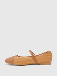 CUCCOO BIZCHIC Women's Colorblock Square Toe Buckle Strap Flat Mary Jane Shoes For Christmas Spring Shoes - Light brown - View 6