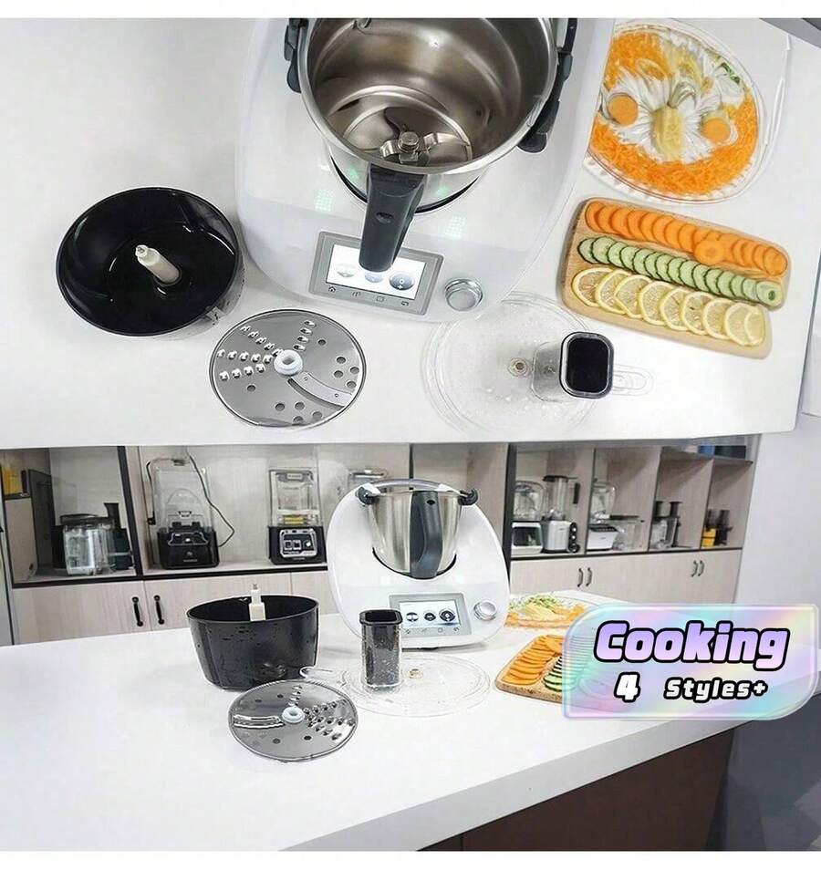 This 5-Piece Thermomix TM6 & TM5 Vegetable Slicer Set: Fruit And Vegetable Slicer, Grater, And Food Processor-Kitchen Utensils - Black - View 1