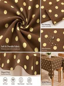 Joivida One Brown Polka Dot Tablecloth, Made Of Peach Velvet Material, Easy To Clean, Suitable For Kitchen And Dining Room Decoration, Suitable For Parties, Picnics, Home Decorations, With A Bright Style, Durable Fabric, Movable Fabric, Party Tableware - Brown polka dot - View 8