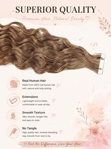 Water Wave Tape In Hair Extensions Remy Human Hair #30 Brown 20Pcs 50G Virgin Hair Extensions Real Hair Extensions Natural Real Hair Extensions - S30 - View 4