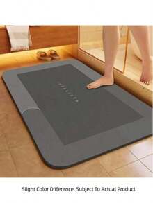 1Pc Super Absorbent Diatomaceous Earth Bath Mat - Quick Dry, Soft, Non-Slip Water Absorbent Floor Mat, Soft & Comfortable, For Bathroom, Shower, Laundry Room, Bedroom, Living Room, Door Mat, Kitchen Mat, Rubber Non-Slip Backing, Easy To Clean - multicolor - View 5