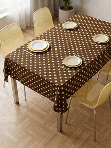 Joivida One Brown Polka Dot Tablecloth, Made Of Peach Velvet Material, Easy To Clean, Suitable For Kitchen And Dining Room Decoration, Suitable For Parties, Picnics, Home Decorations, With A Bright Style, Durable Fabric, Movable Fabric, Party Tableware - Brown polka dot - View 1