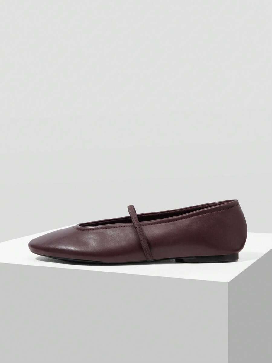 MOTF PREMIUM LADIES MARY JANE BALLET FLATS, SIMPLE, LIGHT, COMFORTABLE AND CASUAL, SUITABLE FOR DAILY/OFFICE WEAR - Coffee Brown - View 2