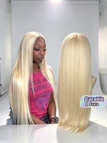 13x6 High-Definition Lace Straight Hair Wig, 200% Density, Wear And Go, Lace Closed Wig - Platinum - View 1