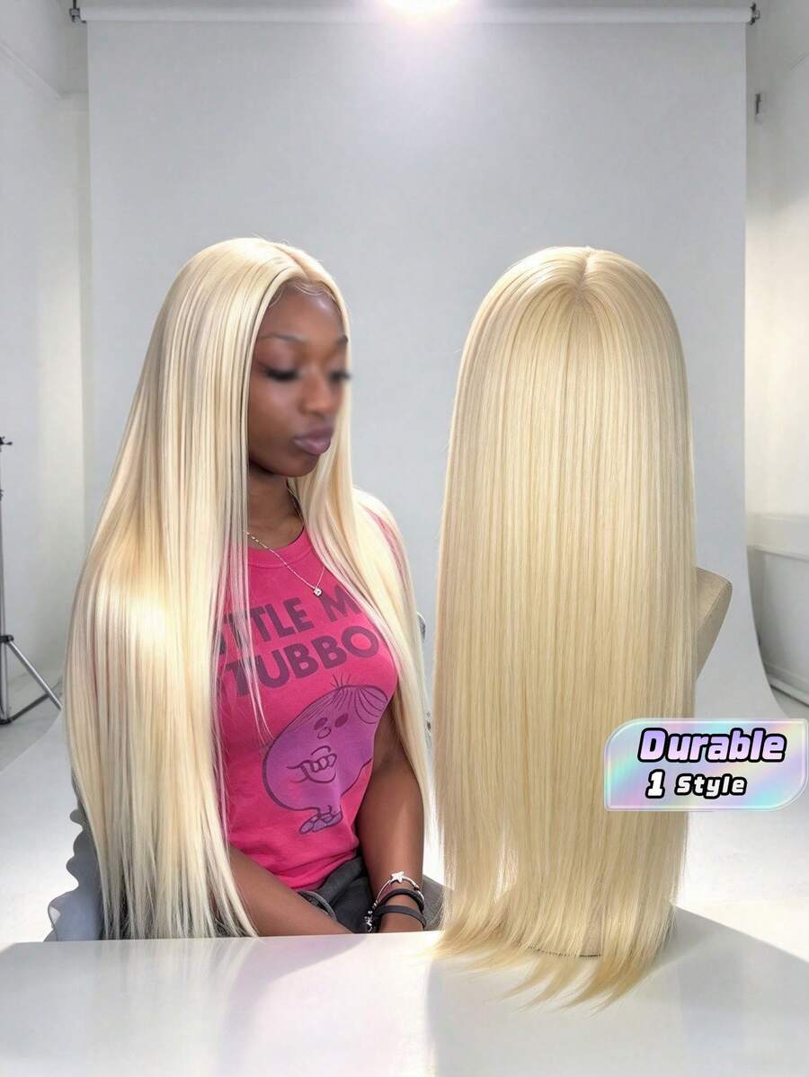 13x6 High-Definition Lace Straight Hair Wig, 200% Density, Wear And Go, Lace Closed Wig - Platinum - View 1