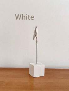 Zazumi Cirelle 1pc Lightweight Cube Base Memo Clip Retro Color Table Wooden Holder With Alligator Clasp For Displaying Number Cards Name Card Photo Notes Back To School - Multicolor - View 14