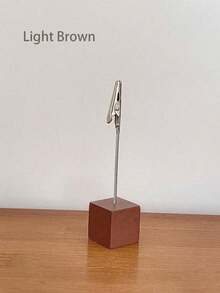 Zazumi Cirelle 1pc Lightweight Cube Base Memo Clip Retro Color Table Wooden Holder With Alligator Clasp For Displaying Number Cards Name Card Photo Notes Back To School - Multicolor - View 10