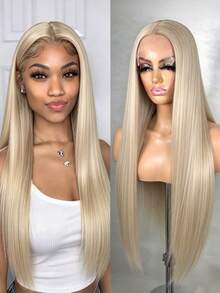 13x6 High-Definition Lace Straight Hair Wig, 200% Density, Wear And Go, Lace Closed Wig - Platinum - View 2