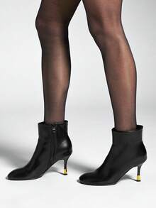 SHEIN SHUZIA Women's Round-Toe Stiletto Heeled Ankle Boots, Simple And Suitable For Commuting, Dates, Everyday Wear, And Parties. - Black - View 2