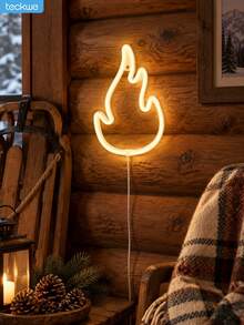 Teckwe Flame Neon Sign - Warm White LED Fire Flame Light, USB Or Battery Operated, Tabletop & Wall Hanging Decor For Bedroom, Game Room, Man Cave, Bar, Halloween, Party & Gift - Flame Light - Warm White - View 5