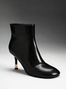 SHEIN SHUZIA Women's Round-Toe Stiletto Heeled Ankle Boots, Simple And Suitable For Commuting, Dates, Everyday Wear, And Parties. - Black - View 1