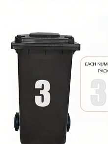 1pc PVC Self-Adhesive White Number Sticker - 5.91 Inch (15 Cm) Commercial Grade High Visibility Reflective Trash Can Label, No Residue Edges; Suitable For Wheeled Trash Cans, Large Garbage Bins, Vehicle Trash Cans And Garage Storage Organization - Multicolor - View 8
