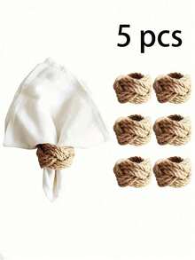 SHEIN 2/4/6/8/10/12pcs Handwoven Linen Napkin Rings With Floral Design - Natural Jute Material For Nautical Theme Table Decor, Perfect For Parties, Weddings, Birthdays & Dining Ambiance - Multicolor - View 23