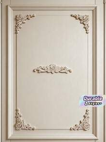 6/8Pcs Rose Carved Wood Appliques Floral Furniture Onlays Vintage Corner Decor For Cabinet Mirror Frame - Khaki - View 1