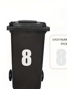 1pc PVC Self-Adhesive White Number Sticker - 5.91 Inch (15 Cm) Commercial Grade High Visibility Reflective Trash Can Label, No Residue Edges; Suitable For Wheeled Trash Cans, Large Garbage Bins, Vehicle Trash Cans And Garage Storage Organization - Multicolor - View 5
