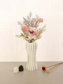 1PC Standard Size Artistic Twisted Curved Line Irregular Shaped Floral Vase Holder With Vertical Ribbed Detail Nordic Minimalist Modern Style For Home Living Room Dried Flower Display Tabletop Centerpiece Ornament Sturdy Non Slip Base - A - View 16