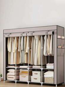 1 Easy-To-Assemble Metal Wardrobe With Reinforced Racks - Large Double-Layer Shelves, Suitable For Home, Apartment, Or Rental - Includes Hanging Space, Shelves, And Drawers For Organized Storage, Wardrobe Organization | Modern Wardrobe Design - Multicolor - View 11