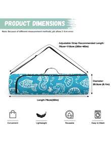 1PC Durable Polyester Adjustable Shoulder Strap Zipper Closure Large Capacity Yoga Mat Carry Bag Ocean Seahorse Fish Shell Print Cylindrical Yoga Mat Storage Handbag For Gym Fitness Workout Travel Outdoor Indoor Sports Exercise Accessories - Multicolor - View 9