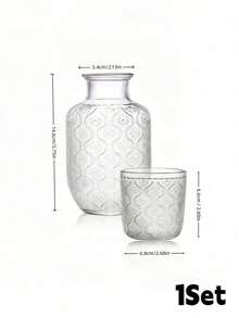 Haus Hana 1Set Embossed Glass Pitcher And Cup Set, Clear Glass With Vintage Diamond Pattern, Holds Water, Juice And Spirits, Multi-Use Drink Serving Kit, For Home Bar, Dining Table & Daily Use, Holiday Gift & Tabletop Decor Supply - View 20