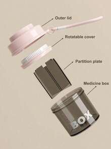 1pc Portable Sealed Pill Box, Travel Essential, Mini Multi-Functional Pill Storage Box, Moisture-Proof, Unisex, White And Pink (Lid, Lanyard Style And Color Random) - Multicolor - View 4