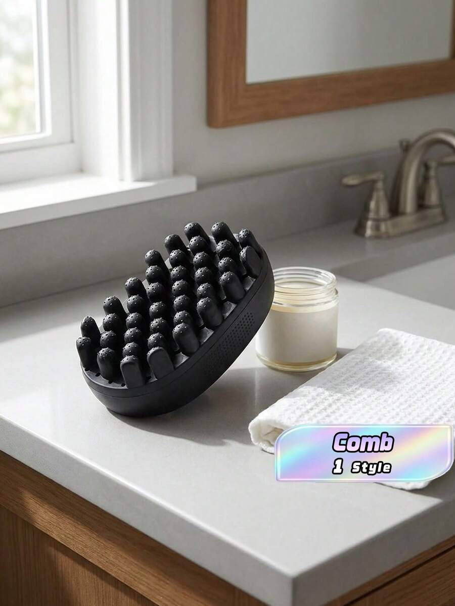 Sponge Brush For Wavy Hair, Afro Braiding Comb, Flexible Washable Comb, Rubber Sponge Hair Tool Set, Universal Hair Styling Tool For Short Wavy Hair, Daily Hair Care Accessories For Salon And Barber Shop - Black - View 1
