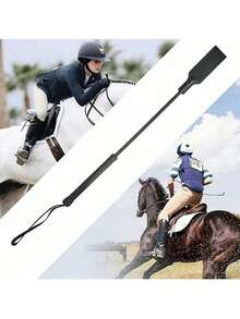 1pc Equestrian Riding Crop, English-Style Riding Accessory, Made Of Synthetic Leather, Flexible, Suitable For All Riders, Ideal Gift For Valentine'S Day, Easter, Thanksgiving, Christmas, Halloween - Black - View 3