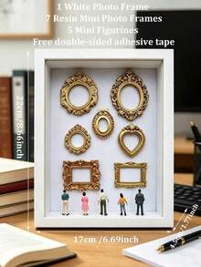 1 Set 3d Museum Silhouette 3d Photo Frame Set, Including Gold Resin Mini Frame Set, Celebrate Precious Memories In A Unique Way, Personalized And Distinctive Commemorative Photo Frame Accessories - Multicolor - View 14