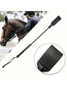 1pc Equestrian Riding Crop, English-Style Riding Accessory, Made Of Synthetic Leather, Flexible, Suitable For All Riders, Ideal Gift For Valentine'S Day, Easter, Thanksgiving, Christmas, Halloween - Black - View 4