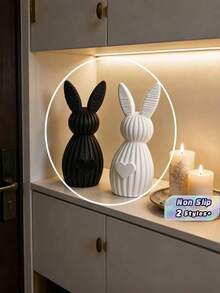 1PC Standard Size 3D Printed Plastic Durable Lightweight Non Slip Scratch Resistant Minimalist Geometric Shape Rabbit Figurine With Heart Design Texture For Valentine Easter Home Office Desk Bookshelf Living Room Entryway Decorative Ornament - Multicolor - View 1