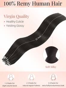 50 Strands Microlink Hair Extensions Human Hair, NC# Natural Black Micro Loop Extensions, Silky Straight Micro Bead Design, Premium Remy Hair, Easy To Install, Long‑Lasting, For Women Adding Hair Volume & Natural Daily Hairstyles - Natural Black - View 2