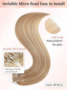 50 Strands Micro Loop Hair Extensions Real Human Hair P18/22#Balayage Caramel Blonde To Bleach Blonde Microbead Hair Extensions Utral Smooth And Super Soft SilkyStraight Micro Loop Healthy  Human Hair Extensions For Woman - S18A/613A - View 3