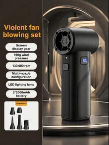 Teckwe Powerful Portable Compressed Air Blower With 130,000 RPM, Weighing . Features A Turbo Fan With 4 Adjustable Speeds, An Electric Blower With LED Lights And An LED Display. The High-Airflow Brushless Motor With Two 2000mAh Batterie (Or Two 1300mAh) - one size fits all - View 9