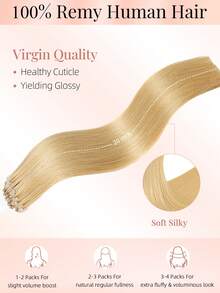 50 Strands Micro Loop Hair Extensions Real Human Hair, 27# Blonde Microbead Design, Ultra‑Smooth & Super‑Soft Silky Straight Texture, Premium Healthy Remy Hair, Easy Installation, Perfect For Women Daily Styling, Hair Volume Boosting - S27 - View 2