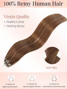 50 Strands Microlink Hair Extensions Human Hair, 4# Micro Loop Design, Silky Straight Micro Bead Texture, Premium Healthy Remy Hair, Easy Installation & Long‑Lasting Wear, Ideal For Women Daily Hair Volume Boosting And Natural Hairstyle Styling - S4 - View 2