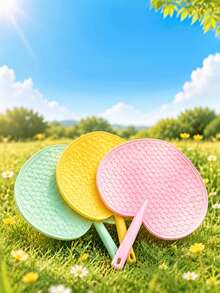 10pcs Plastic Vintage‑Style Hand Fan, Durable Palm‑Shaped Cooling Fan, Retro Hand‑Held Fan For Elderly Daily Summer Use - one size fits all - View 7