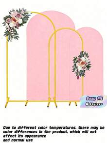 1 Set/Metal Arch Background Bracket Set, With Arch Decoration Gold Wedding Arch Bracket Balloon Arch Frame, Arch Wedding High Elasticity Cloth Cover Birthday Party Photography Background Cover, - Multicolor - View 1