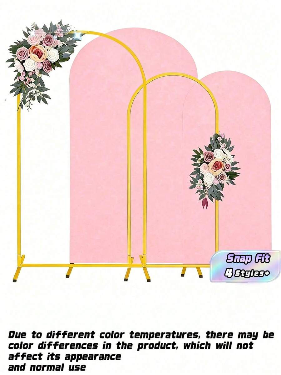 1 Set/Metal Arch Background Bracket Set, With Arch Decoration Gold Wedding Arch Bracket Balloon Arch Frame, Arch Wedding High Elasticity Cloth Cover Birthday Party Photography Background Cover, - Multicolor - View 1