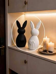 1PC Standard Size 3D Printed Plastic Durable Lightweight Non Slip Scratch Resistant Minimalist Geometric Shape Rabbit Figurine With Heart Design Texture For Valentine Easter Home Office Desk Bookshelf Living Room Entryway Decorative Ornament - Multicolor - View 3