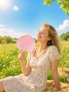 10pcs Plastic Vintage‑Style Hand Fan, Durable Palm‑Shaped Cooling Fan, Retro Hand‑Held Fan For Elderly Daily Summer Use - one size fits all - View 4