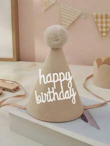 1pc/1set Lace Felt Birthday Hat Party Photo Prop Decoration With Pom Pom Balls - Multicolor - View 4