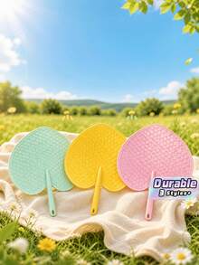 10pcs Plastic Vintage‑Style Hand Fan, Durable Palm‑Shaped Cooling Fan, Retro Hand‑Held Fan For Elderly Daily Summer Use - one size fits all - View 1