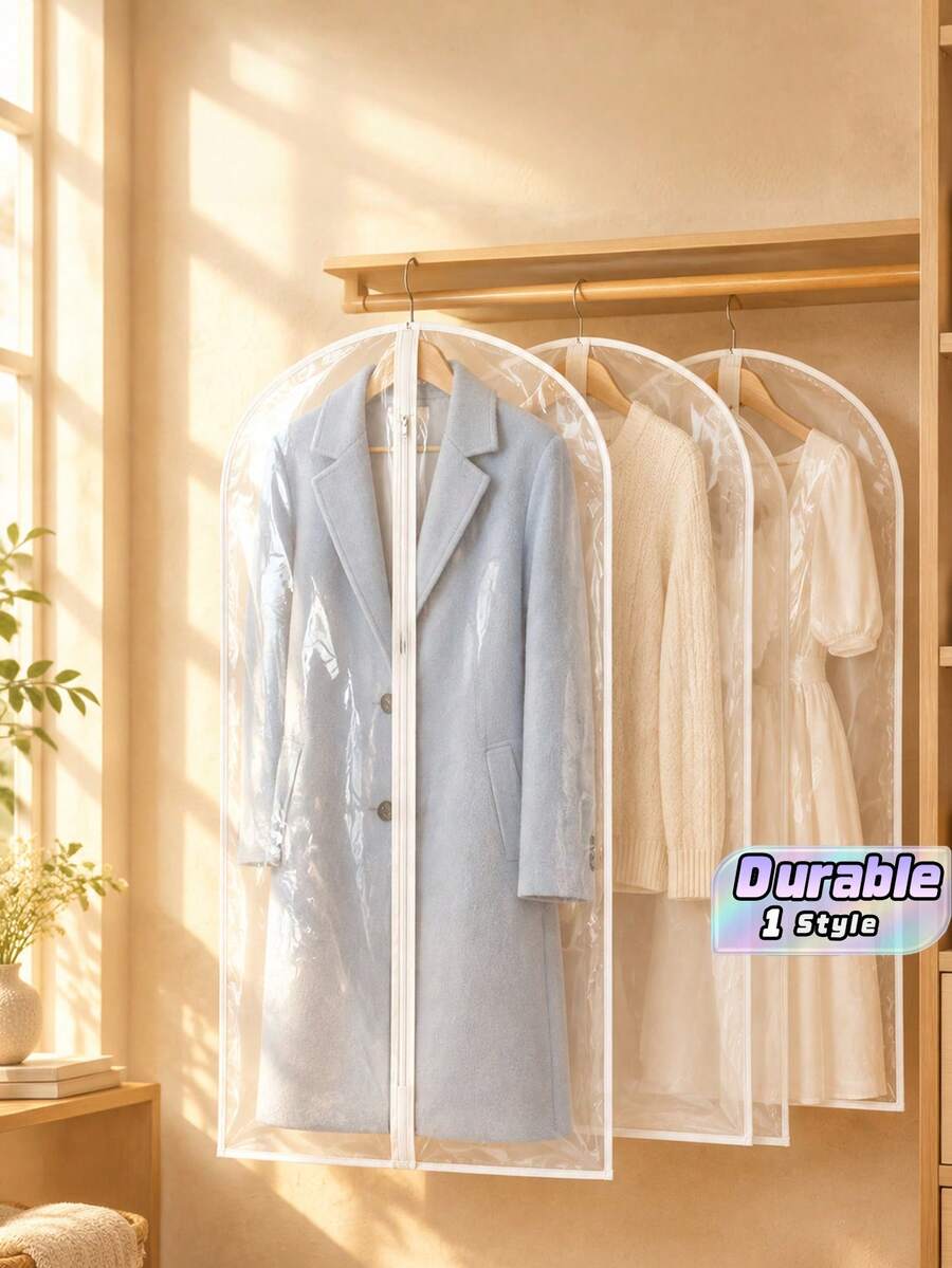 5pcs Transparent Hanging Garment Dust Cover, Household Suit Coat Storage Bag, Closet Organizer Cover, Multi‑Size Available - Multicolor - View 1