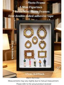 1 Set 3d Museum Silhouette 3d Photo Frame Set, Including Gold Resin Mini Frame Set, Celebrate Precious Memories In A Unique Way, Personalized And Distinctive Commemorative Photo Frame Accessories - Multicolor - View 2