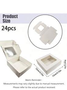 24pcs White Paper Boxes With Clear Window Gift Packaging Boxes, Suitable For Baking Cookies, Cakes, Candies, Weddings, Parties, Mother'S Day Holiday Gifts - White - View 9