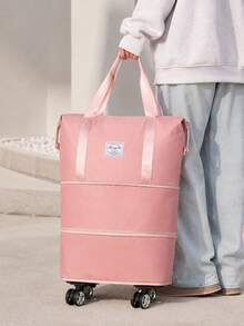 Large Capacity Foldable Travel Duffle Bag With Wheels Durable Nylon Material Black Lightweight Portable Rolling Luggage For Outdoor Trip Carry On Overhead Compartment Compatible For Most Airlines - View 8