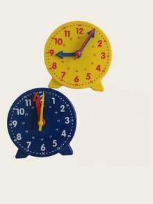 1 pieza Reloj de aprendizaje azul, rosa, amarillo con 3 agujas conectadas - Modelo de reloj didáctico para enseñar la hora, los minutos y los segundos - Herramienta educativa para el regreso a clases - Suministros escolares - Color del puntero aleatorio - multicolor - Ver 11